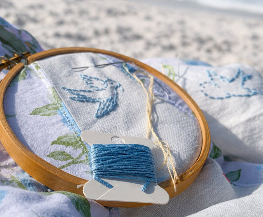 Hand-Embroidered Bluebird Appliqué | +$25