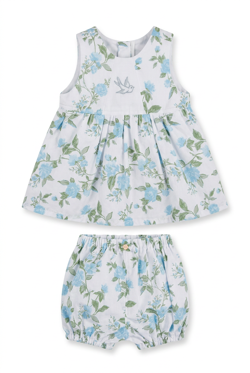 Little Bluebird Dress and Bloomer Set | 0–3 Months