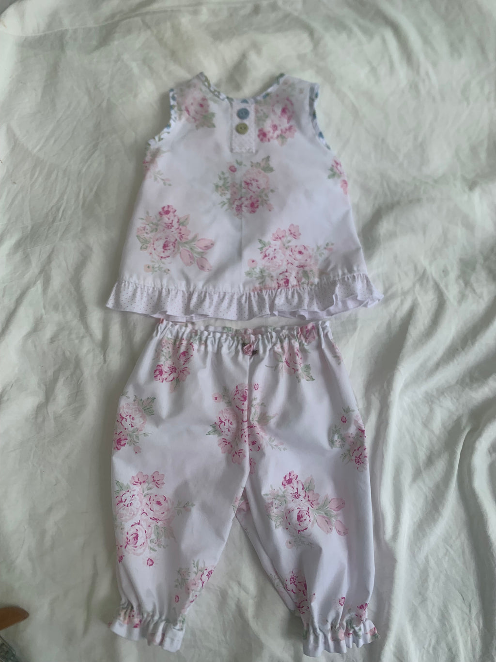 Bluebird Bloom Pinafore & Long Bloomers Set | 9–12 Months