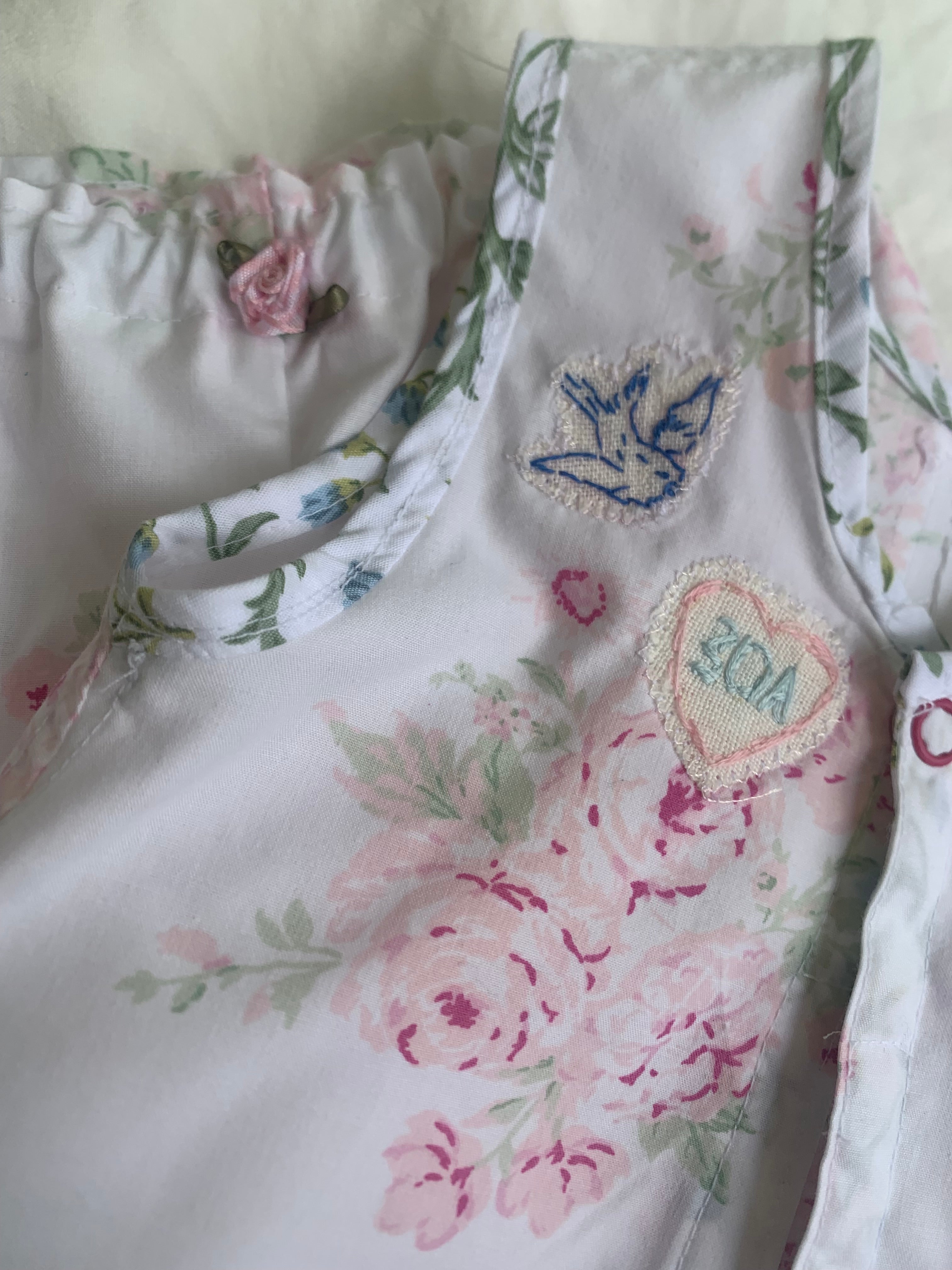 Bluebird Bloom Pinafore & Long Bloomers Set | 9–12 Months