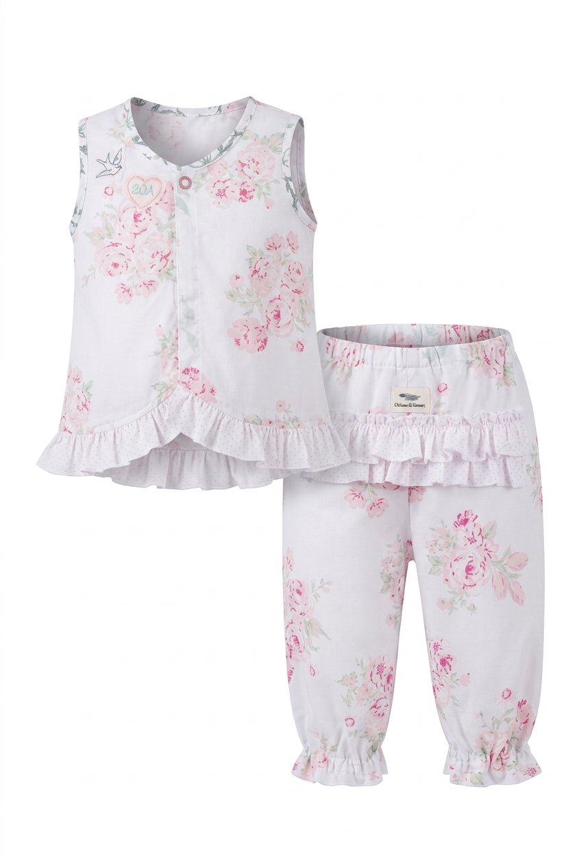 Bluebird Bloom Pinafore & Long Bloomers Set | 9–12 Months
